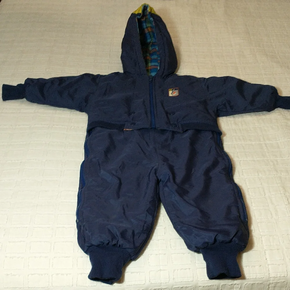 Gymboree Snowsuit, Navy Blue With Plaid,  Boys Size 1 1/2‎ To 2 Years Old